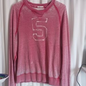 Abercrombie & Fitch Pink Crew Neck Sweater with White Letter